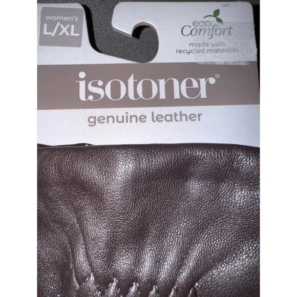 Brand New Isotoner Women's Size L/XL Brown Genuine Leather Gloves - Picture 3 of 4
